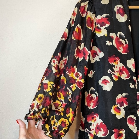 Aryn K Black Floral Silk Mini Dress Size Small - Picture 13 of 15